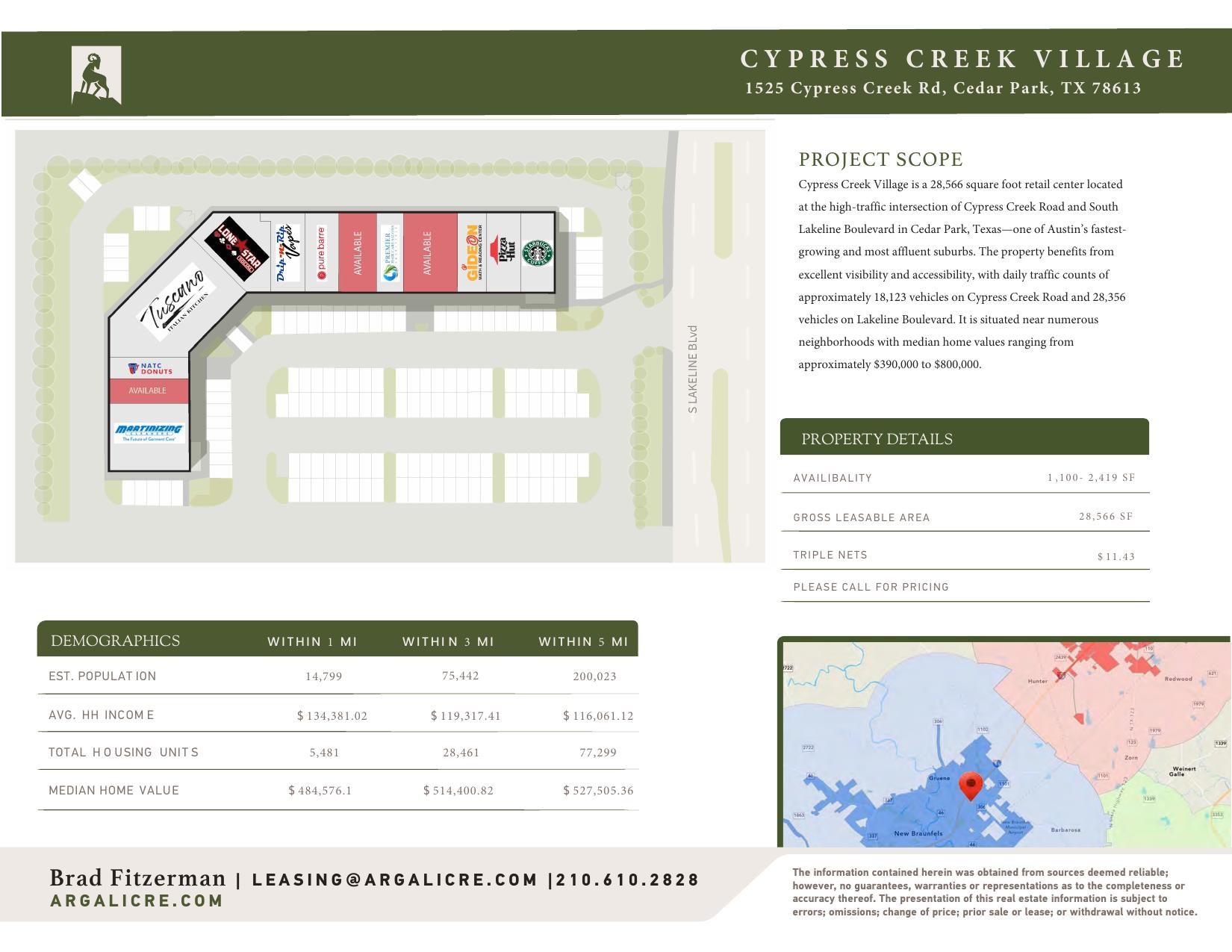Leasing flyer — neighborhood retail center